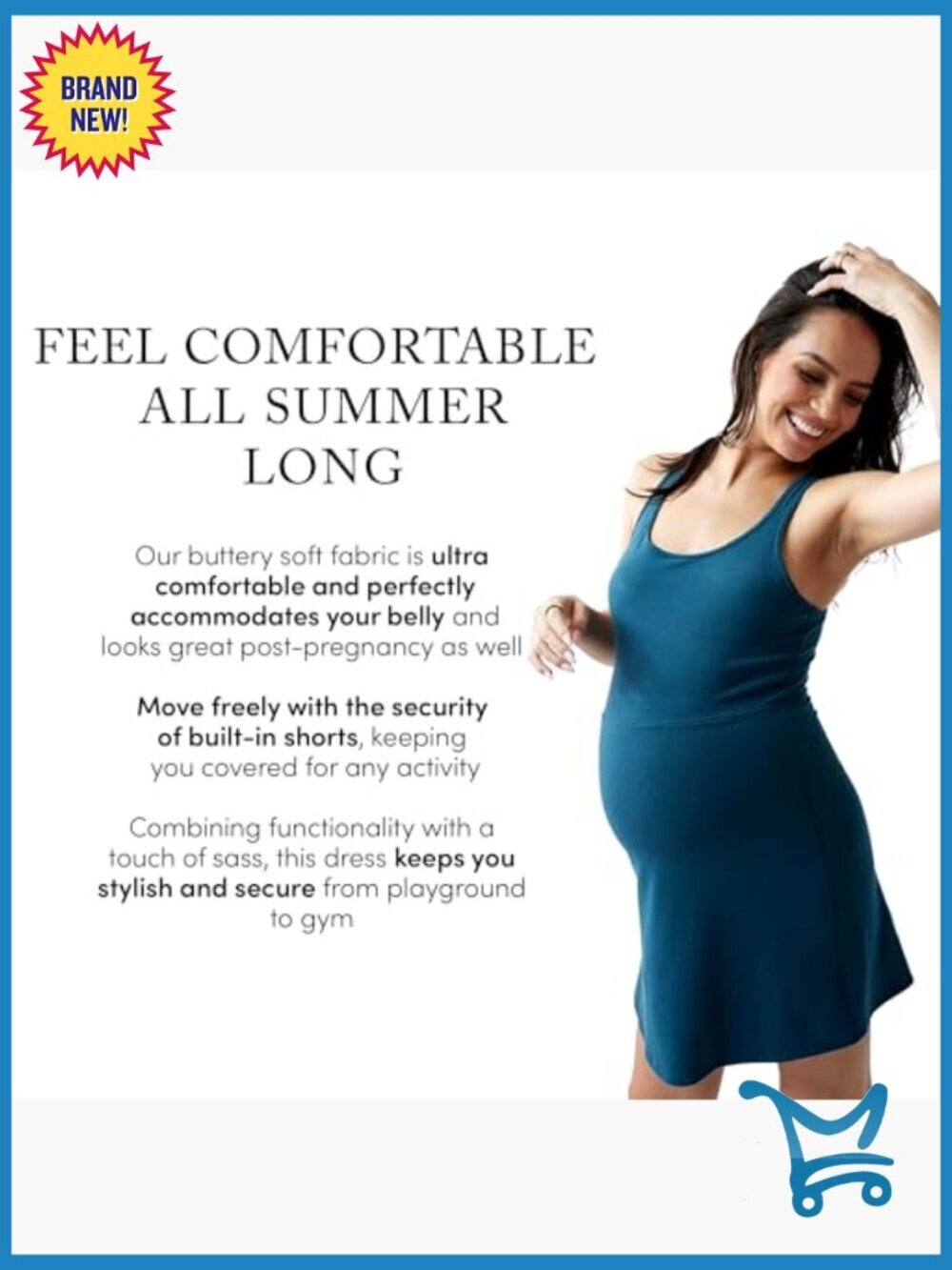 Maternity Active Tennis Skort Dress with Built-in Shorts, Nursing Friendly - Picture 4 of 7